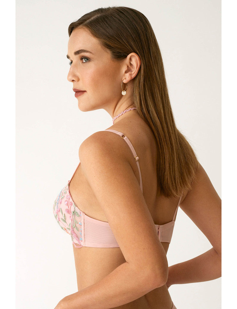 Reggiseno Preformato Effetto Push-Up Rosa Ricamato L6261 ULTIME TAGLIE PRONTA CONSEGNA