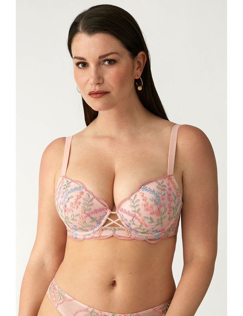 Reggiseno Preformato Effetto Push-Up Rosa Ricamato L6261 ULTIME TAGLIE PRONTA CONSEGNA