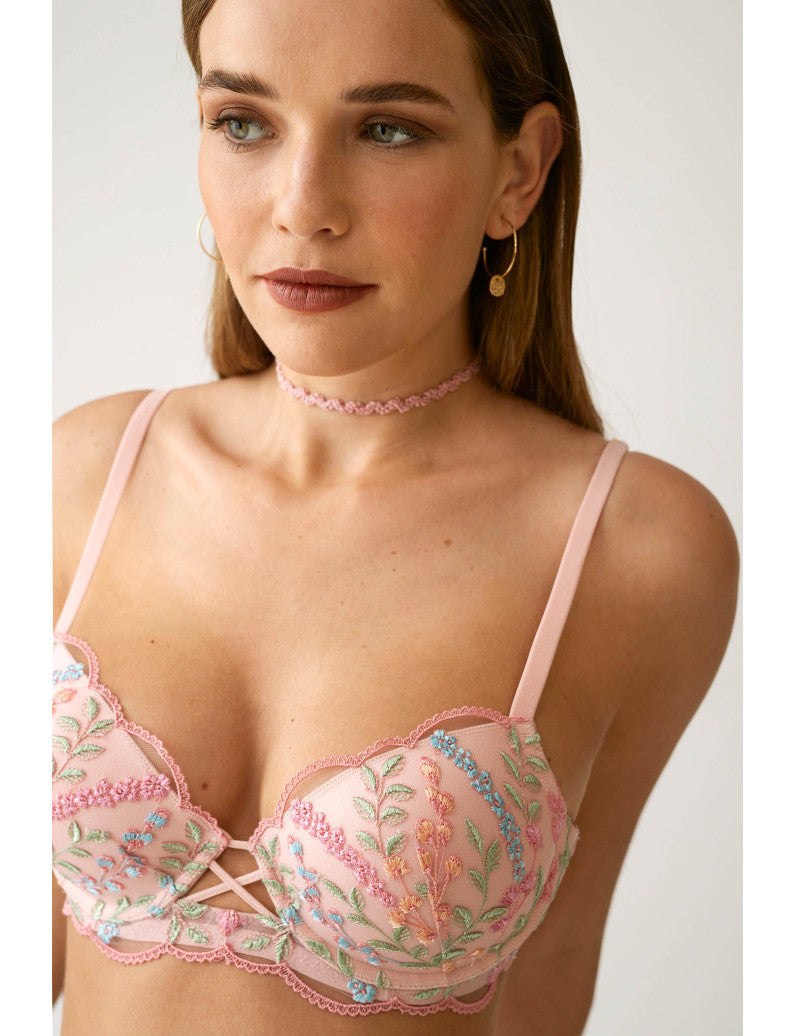 Reggiseno Preformato Effetto Push-Up Rosa Ricamato L6261 ULTIME TAGLIE PRONTA CONSEGNA