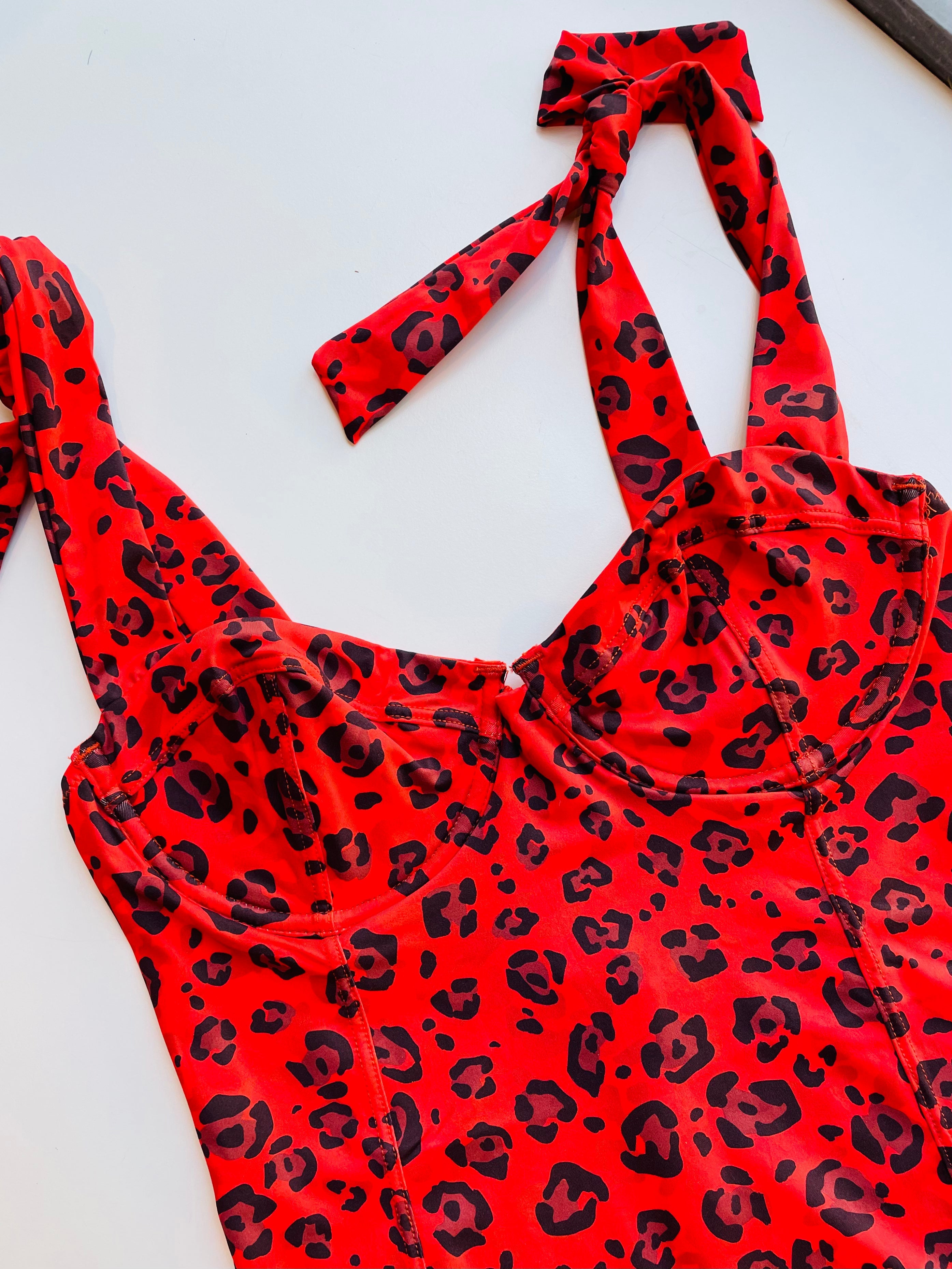 Costume intero leopardato rosso ULTIME TAGLIE PRONTA CONSEGNA