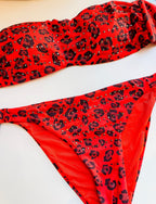 Costume due pezzi leopardato rosso VI22-118 COMPLETO ULTIME TAGLIE PRONTA CONSEGNA