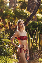 Costume due pezzi leopardato rosso VI22-118 COMPLETO ULTIME TAGLIE PRONTA CONSEGNA