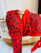 Costume due pezzi leopardato rosso VI22-118 COMPLETO ULTIME TAGLIE PRONTA CONSEGNA