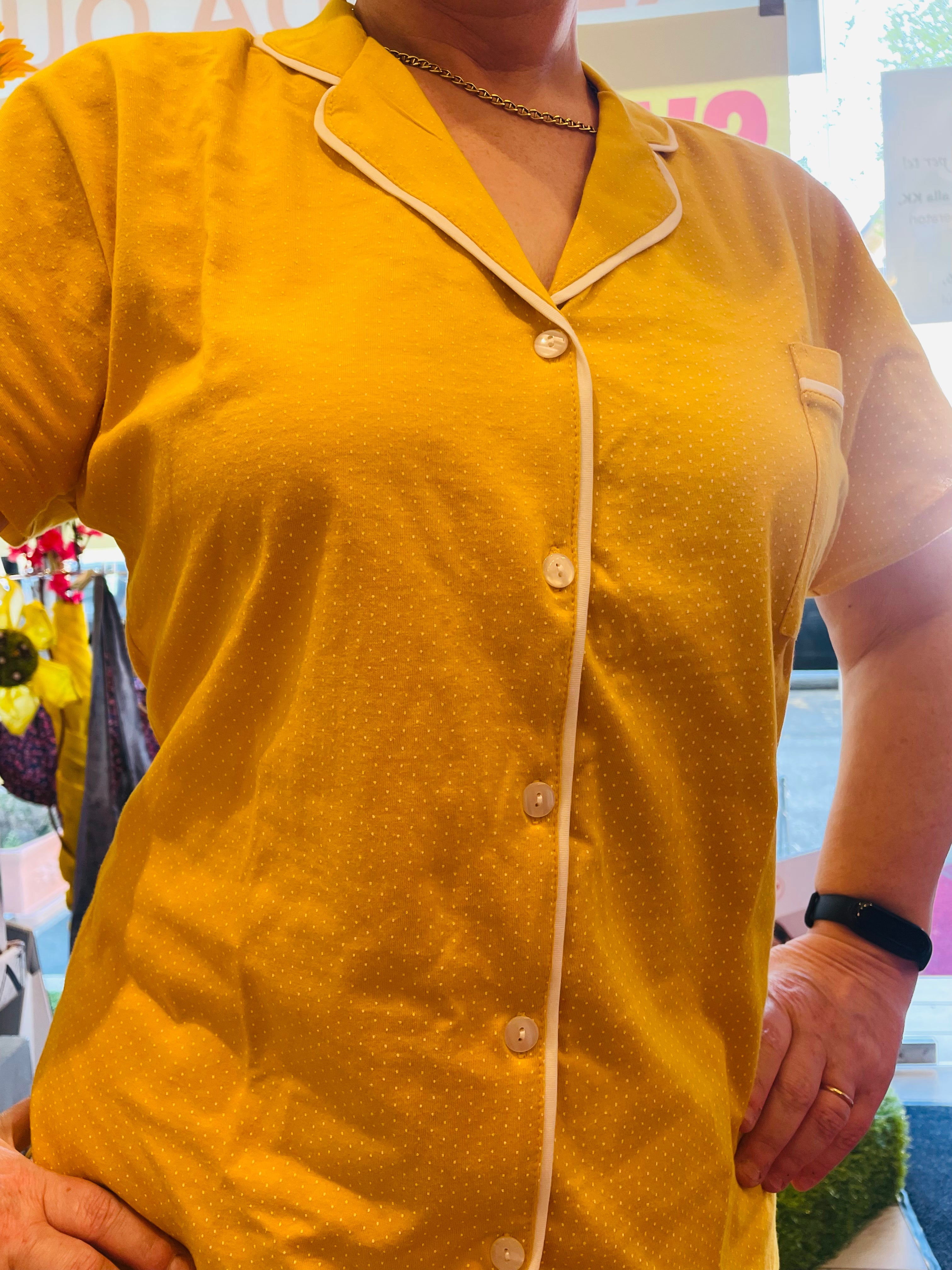 Pigiama camicia e pantaloncino corto giallo PRONTA CONSEGNA
