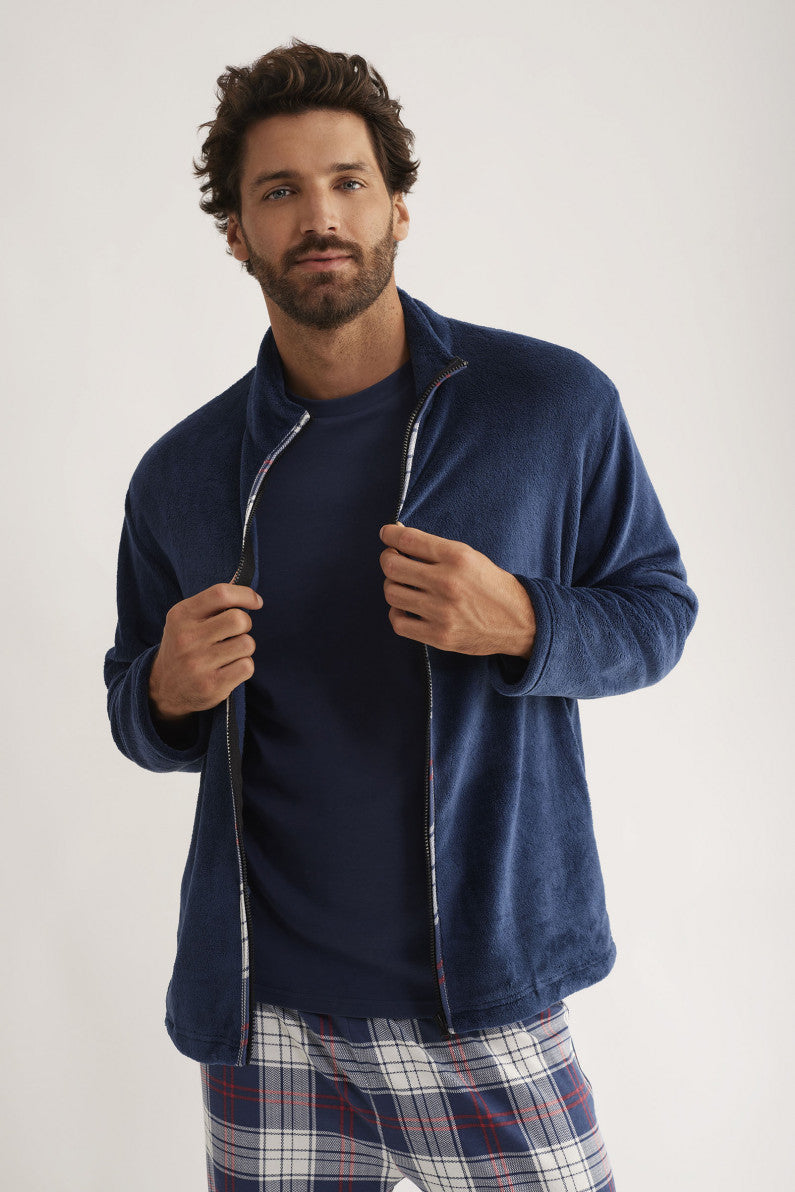 Pigiama 3 pezzi uomo : maglia- pantalone- vestaglia zip H33513 ULTIMI PEZZI PRONTA CONSEGNA