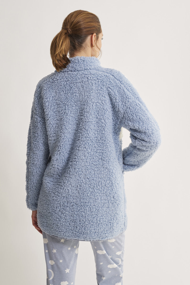 Pigiama 3 pezzi caldo cotone: maglia- pantalone- vestaglia pile N17083 ULTIMI PEZZI PRONTA CONSEGNA