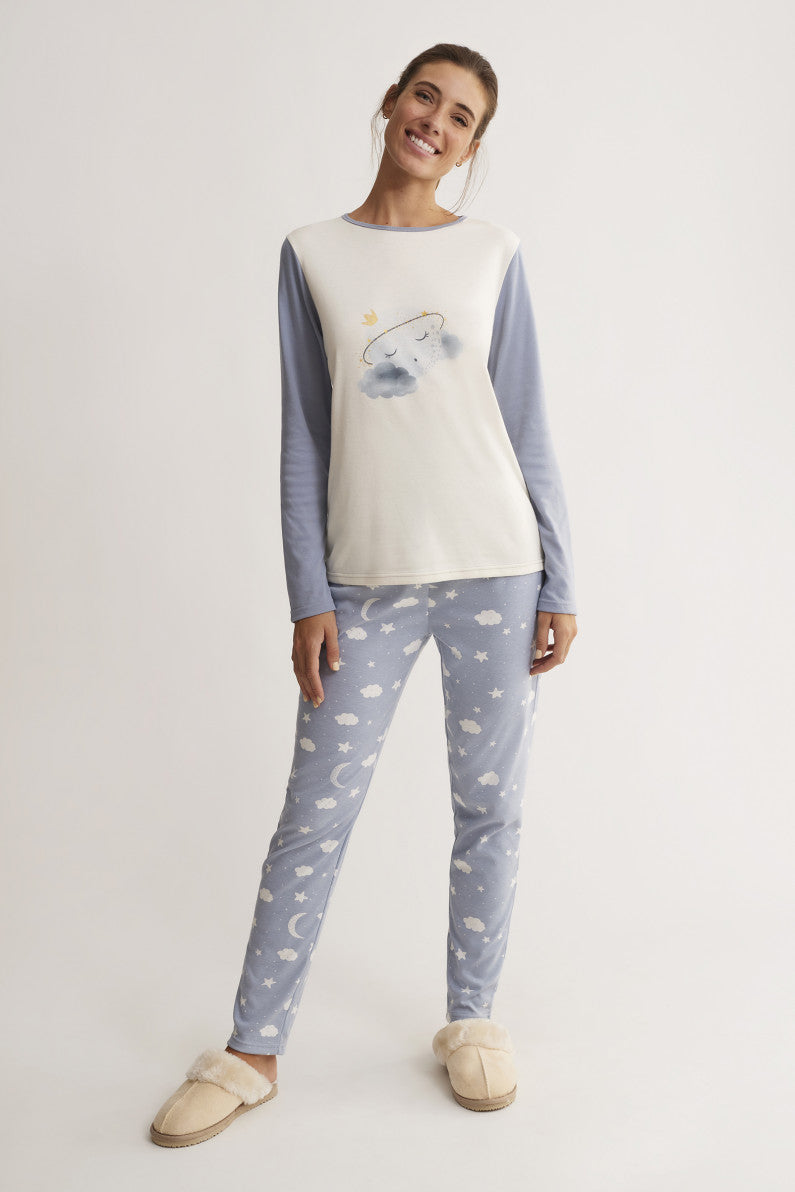 Pigiama 3 pezzi caldo cotone: maglia- pantalone- vestaglia pile N17083 ULTIMI PEZZI PRONTA CONSEGNA